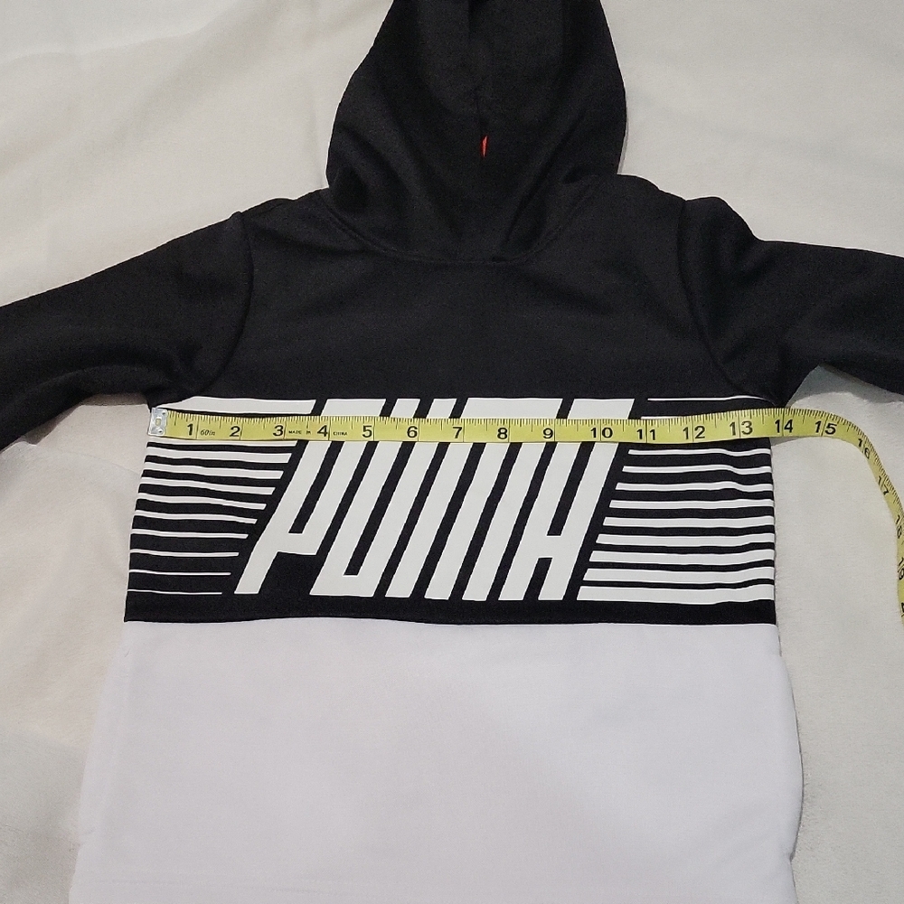 Puma Monochrome Striped Hoodie With Pockets Size Kids 5 - Picture 6 of 8